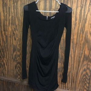 Black dress with mesh sleeves